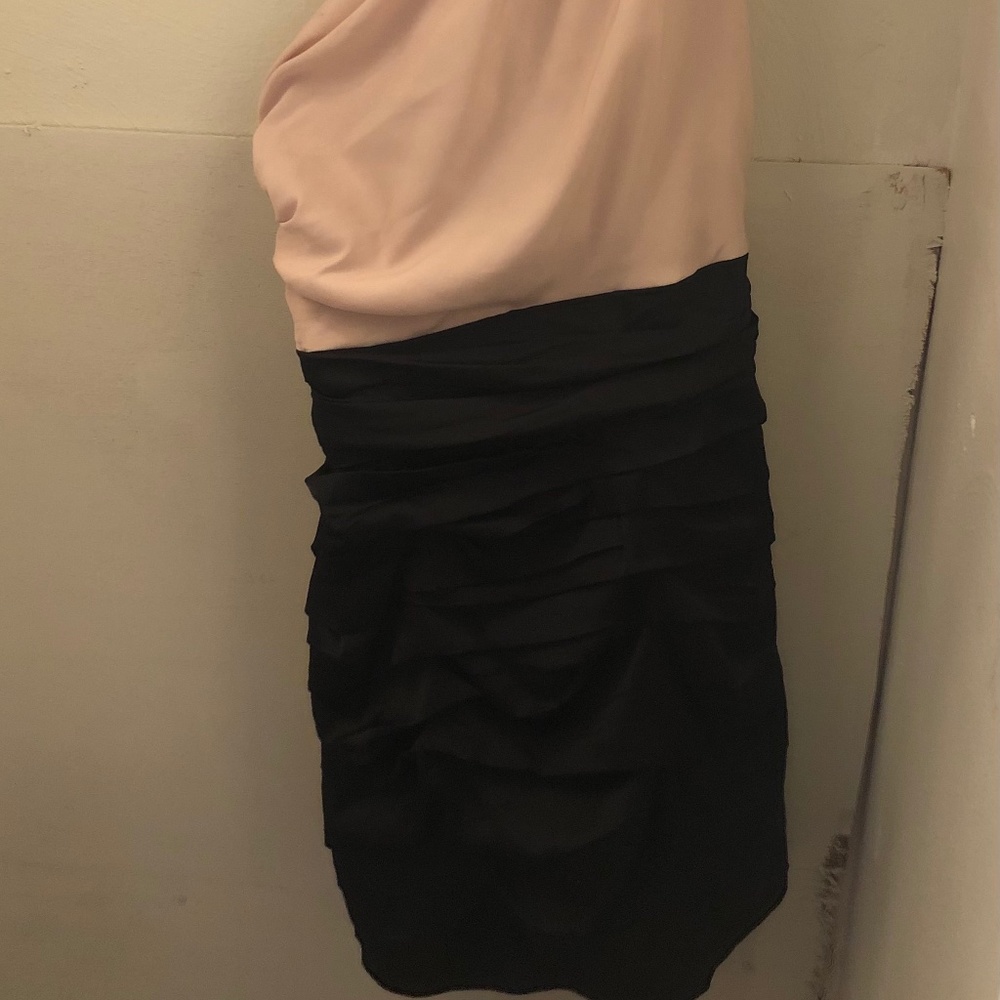 XS  black and cream (off-white) one shoulder dress for Prom or Homecoming